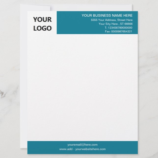 Custom Business Letterhead with Logo - Your Colour (Front)