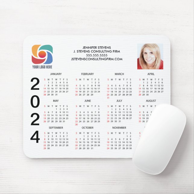 Custom Business Logo 2024 Company Calendar Magnet Mouse Mat (With Mouse)