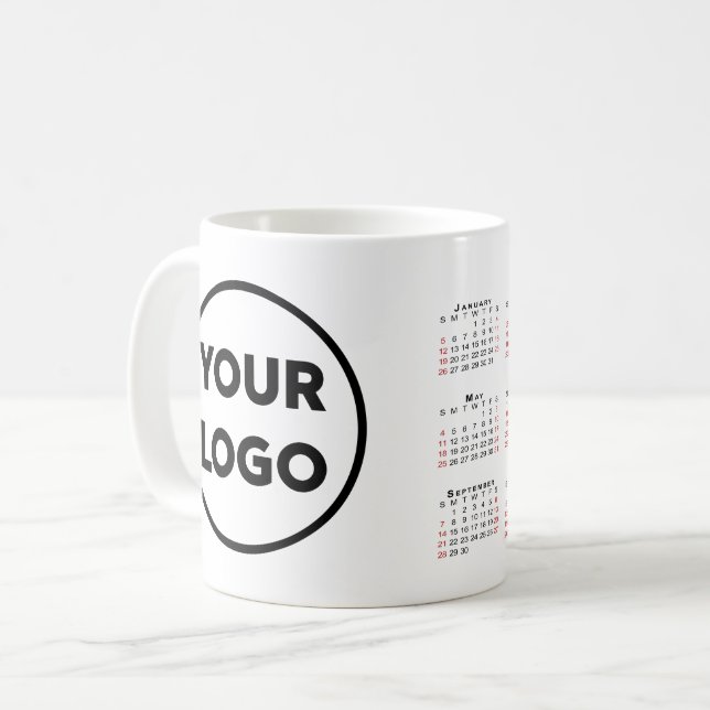Custom Business Logo 2025 Calendar Coffee Mug (Front Left)