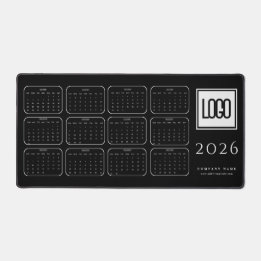 Custom Business Logo 2026 Black Calendar Desk Mat