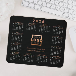 Custom Business Logo 2026 Calendar Rose Gold Mouse Mat