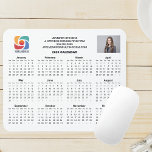 Custom Business Logo 2026 Company Calendar Mouse Mat<br><div class="desc">This modern business calendar mouse pad gift is custom made with your professional company name under the the agent name in chic typography. These minimalist black and white calendar mousepads feature your logo on one side and personalised photo on the other. Contemporary marketing tools for a corporation in 2026. The...</div>