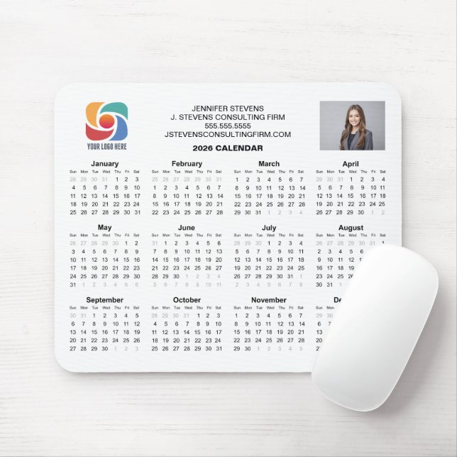 Custom Business Logo 2026 Company Calendar Mouse Mat (With Mouse)