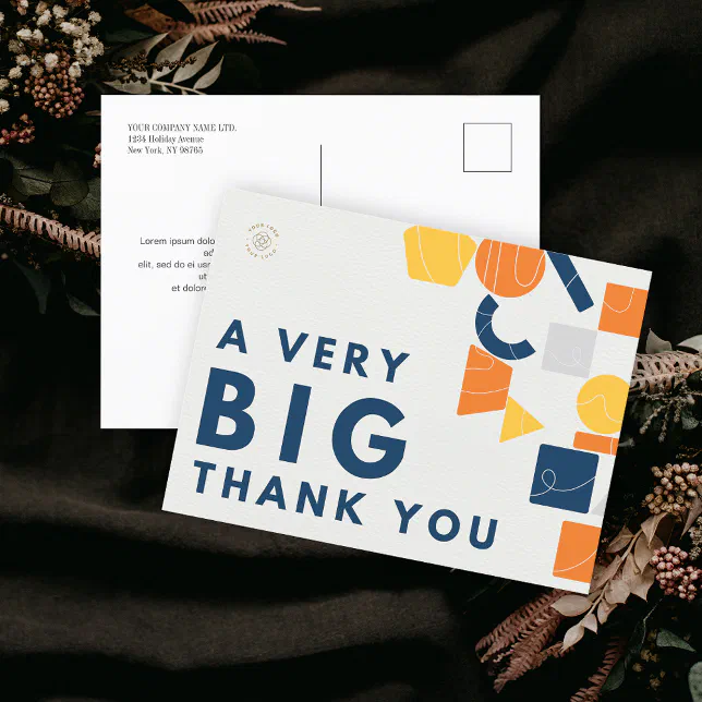 Custom Business Logo A Very Big Thank You Postcard | Zazzle