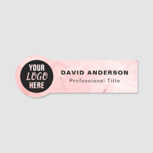 Custom Business Logo Abstract Pink Name Tag