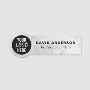 Custom Business Logo Abstract White Grey Name Tag