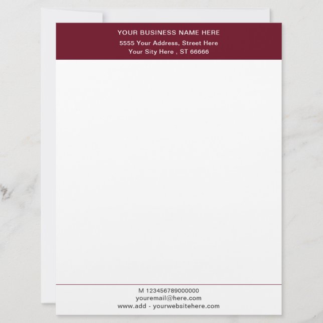 Custom Business Logo Address Letterhead (Front)