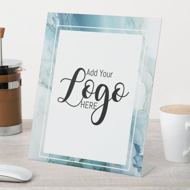 custom business logo advertising marble pedestal sign (In SItu)