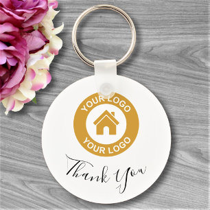 Custom Business Logo And Message Thank You Keychai Key Ring