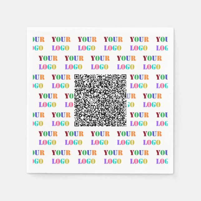 Custom Business Logo and QR Code Company Napkins (Front)