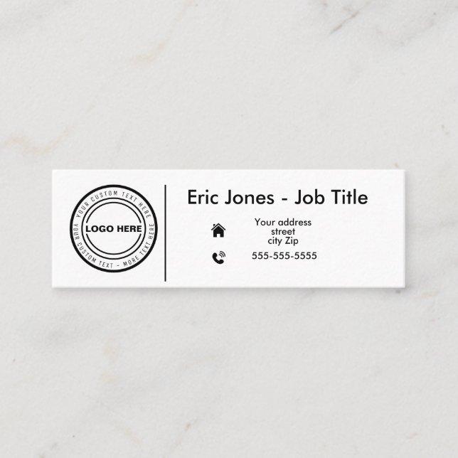 Custom BUSINESS LOGO and social media Mini Business Card (Front)