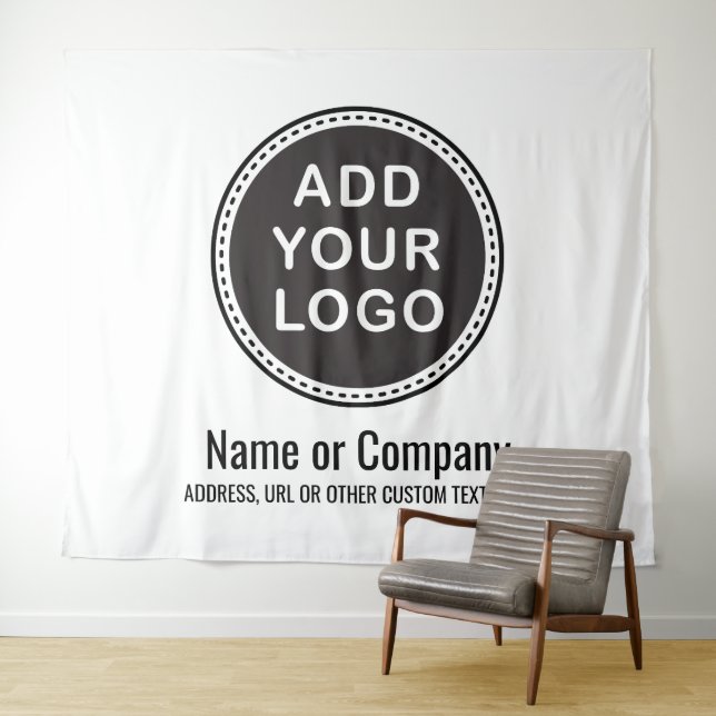 Custom business logo and text backdrop tapestry (In Situ (Horizontal))