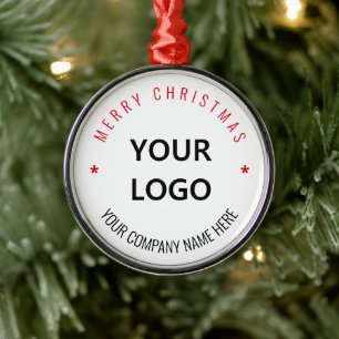 Custom Business Logo and Text Christmas Ornament