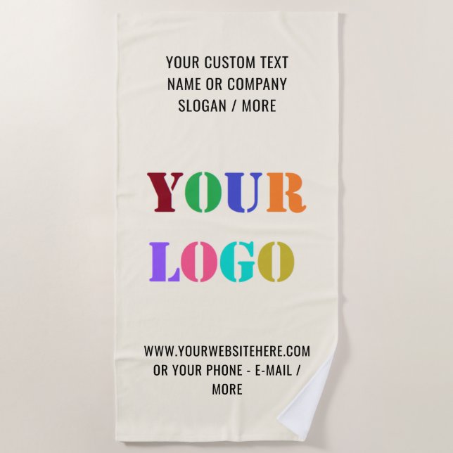 Custom Business Logo and Text Company Beach Towel (Front)