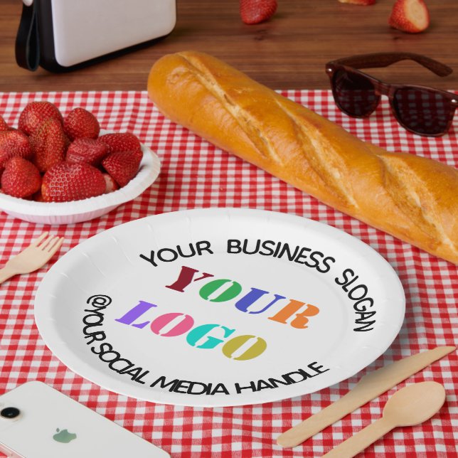 Custom Business Logo and Text Company Paper Plates (Picnic)