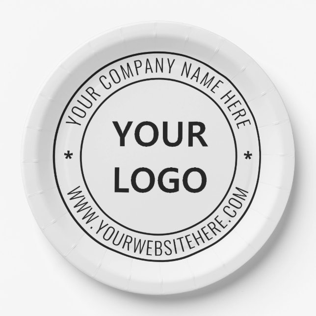 Custom Business Logo and Text Company Paper Plates (Front)
