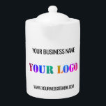 Custom Business Logo and Text Company Teapot<br><div class="desc">Custom Colours and Fonts - Design Your Own Teapots with Your Logo Name Website Promotional Personalised Company Office Promotion Business or Personal Customisable Colours and Text Modern Teapot Gift - Add Your Logo - Image - Photo or QR Code / Name - Company / Website or E-mail or Phone -...</div>