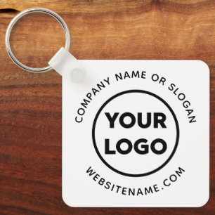 Custom Business Logo and Text Corporate Swag White Key Ring