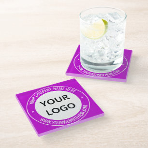 Custom Business Logo and Text Glass Coaster