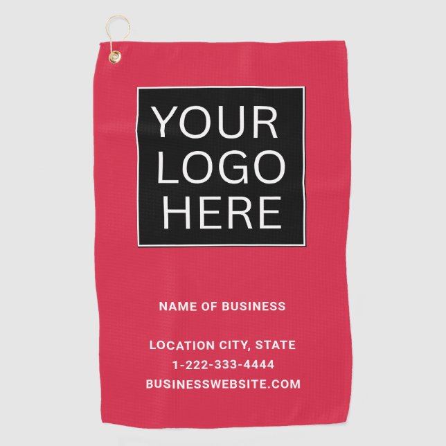 Custom Business Logo and Text Golf Towel (Front)