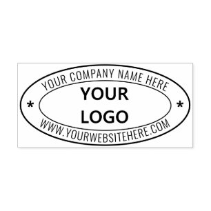 Custom Business Logo and Text Oval Rubber Stamp
