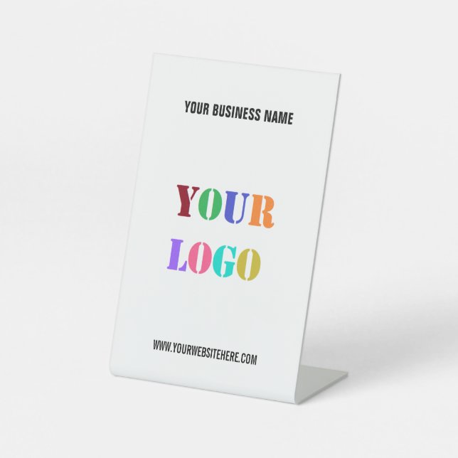 Custom Business Logo and Text Pedestal Sign (Front)