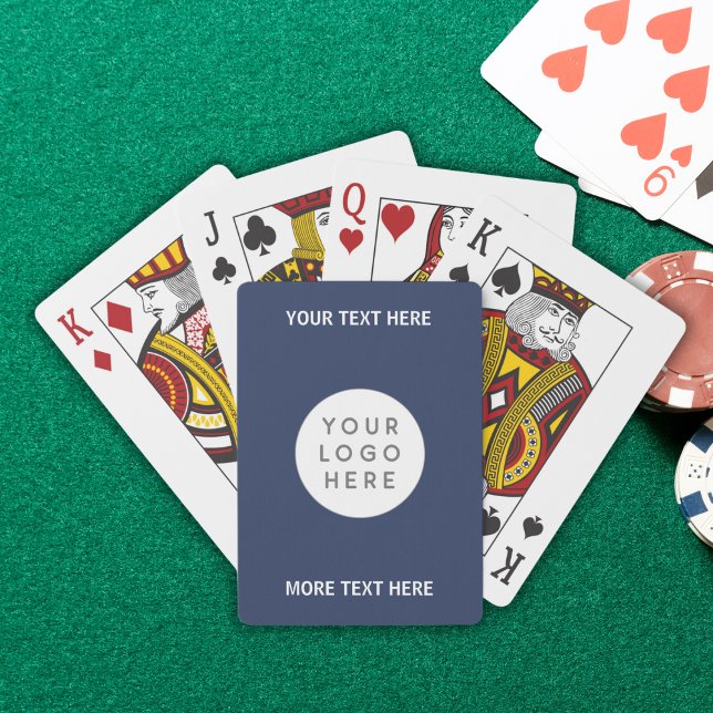 Custom Business Logo And Text Playing Cards (Custom Business Logo And Text Poker Cards in navy blue)
