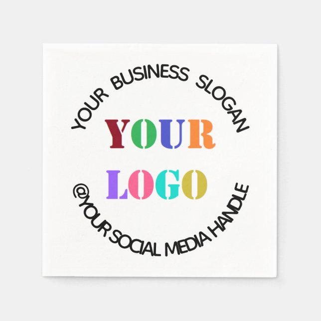 Custom Business Logo and Text Promotional Napkins (Front)