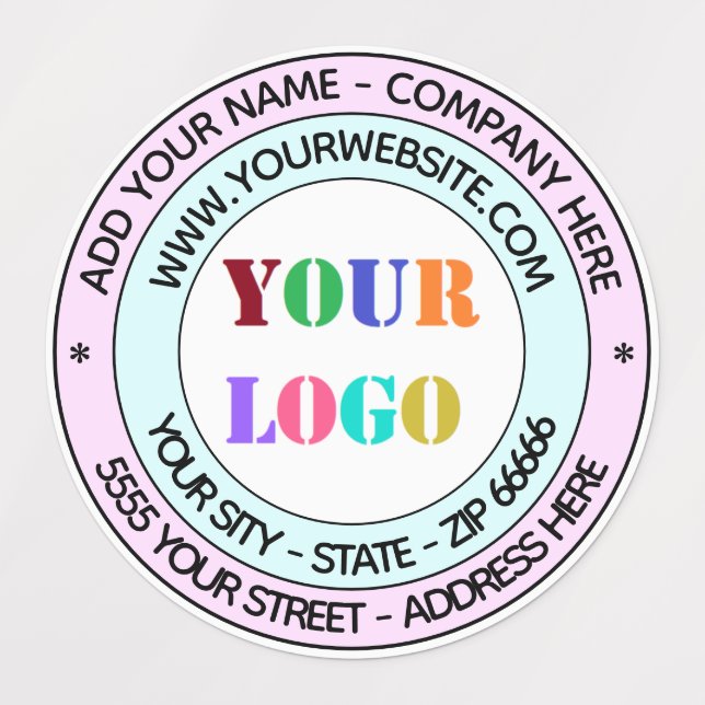 Custom Business Logo and Text Round Labels (Design 1)