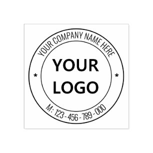 Custom Business Logo and Text Round Rubber Stamp