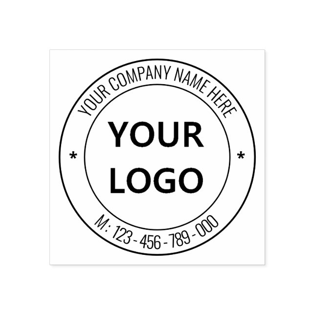 Custom Business Logo and Text Round Rubber Stamp (Imprint)