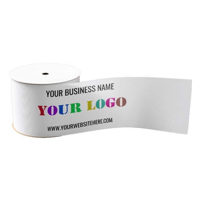 Custom Business Logo and Text Your Company Ribbon Grosgrain Ribbon (Spool)