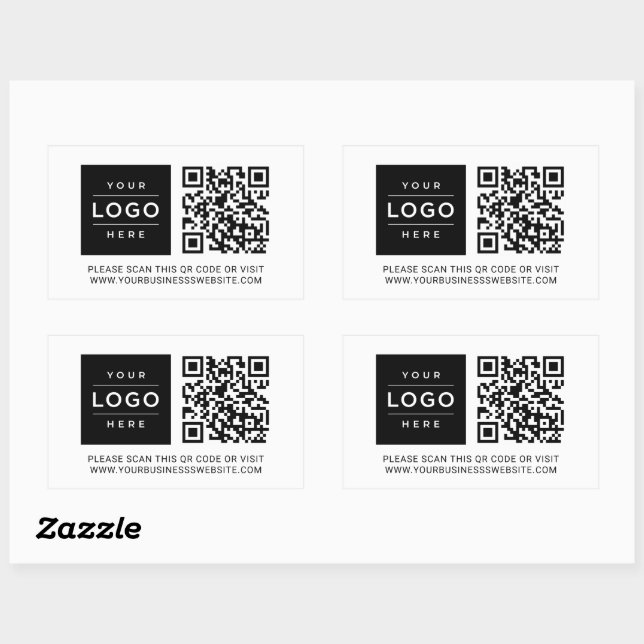 Custom Business Logo and Website QR Code Rectangular Sticker (Sheet)