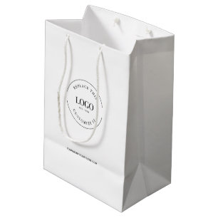 Custom Business logo and website white Medium Gift Bag