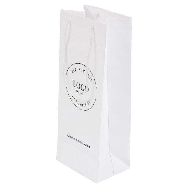 Custom Business logo and website white Wine Gift Bag (Back Angled)