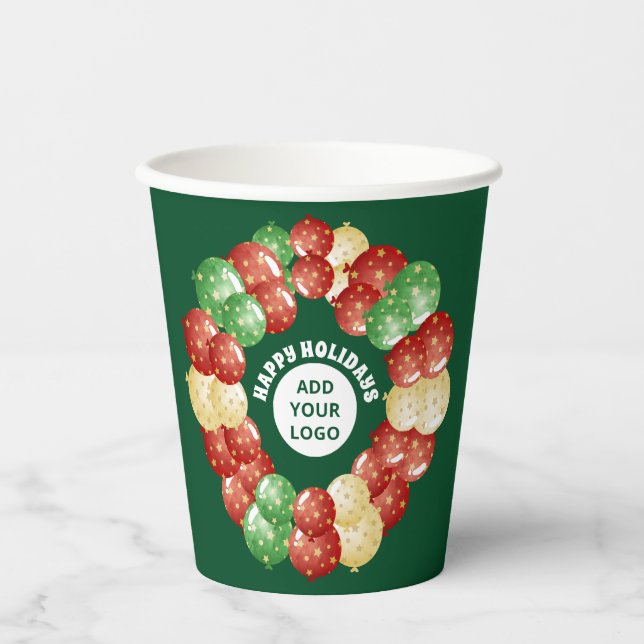 Custom Business Logo Balloons Green Holiday Party  Paper Cups (Front)