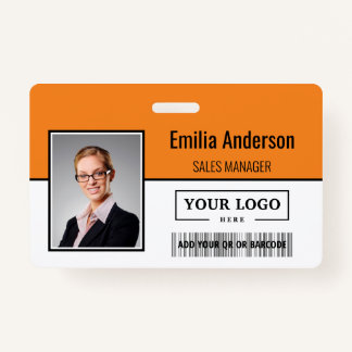 Custom Business Logo Barcode Employee Photo ID Badge