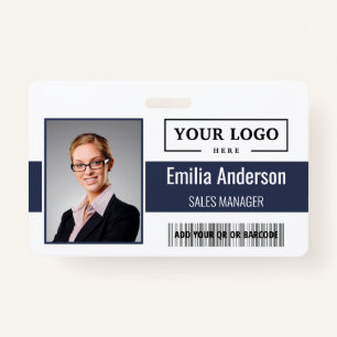 Custom Business Logo Barcode Employee Photo ID Badge