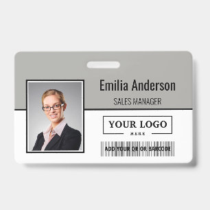 Custom Business Logo Barcode Employee Photo ID Badge