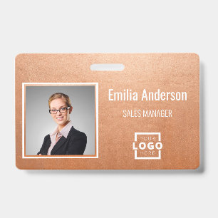 Custom Business Logo Barcode Employee Photo ID Badge