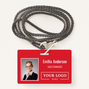 Custom Business Logo Barcode Employee Photo ID Badge