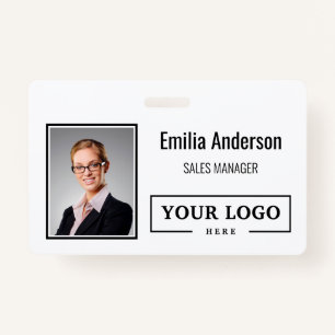 Custom Business Logo Barcode Employee Photo ID Badge