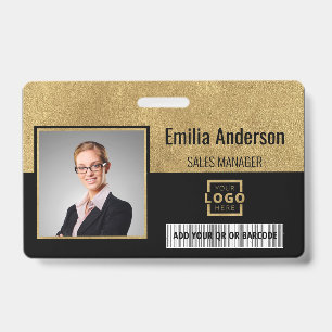 Custom Business Logo Barcode Employee Photo ID Badge