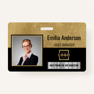 Custom Business Logo Barcode Employee Photo ID Badge
