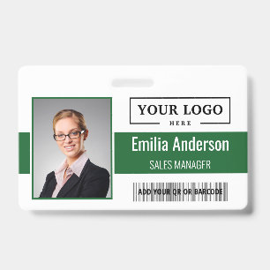 Custom Business Logo Barcode Employee Photo ID Badge