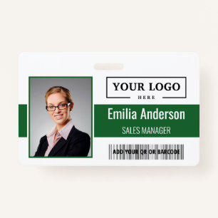 Custom Business Logo Barcode Employee Photo ID Badge