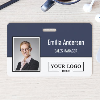 Custom Business Logo Barcode Employee Photo ID Badge