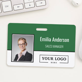 Custom Business Logo Barcode Employee Photo ID Badge