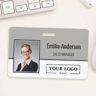 Custom Business Logo Barcode Employee Photo ID Badge