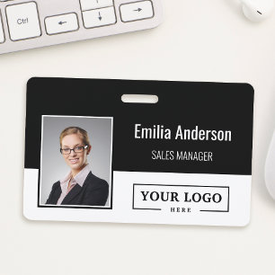 Custom Business Logo Barcode Employee Photo ID Badge